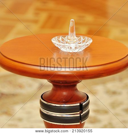 wedding decoration with wedding rings in soft focus