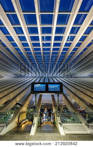 Liege Guillemins Train Railway Station Santiago Calatrava Portrait Format Belgium