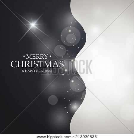 Black and white Christmas background with blurred balls.