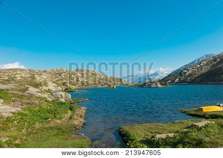Alpine pass of San Bernardino in Switzerland