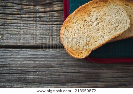 On Wooden Background, On The Boards Of Toasted Bread