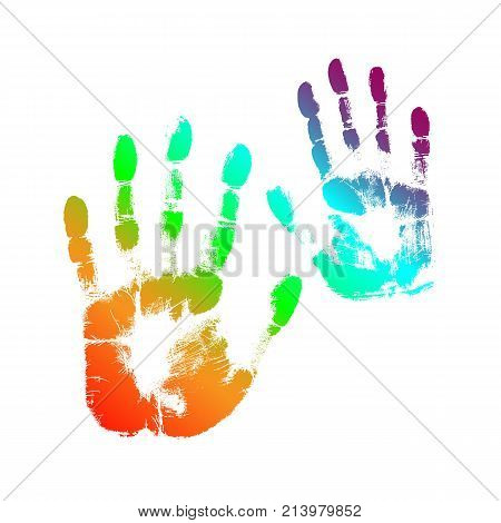 Print of hand of human cute skin texture patternvector grunge illustration. Scanning the fingers palm on white background