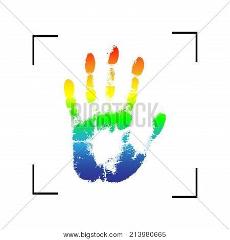 Print of hand of human cute skin texture patternvector grunge illustration. Scanning the fingers palm on white background