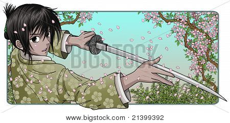 Samurai Holding Katana