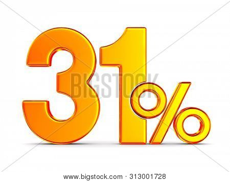 thrity one percent on white background. Isolated 3D illustration