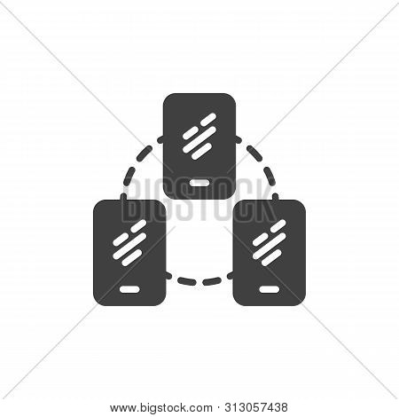 Mobile Phone Server Connection Vector Icon. Filled Flat Sign For Mobile Concept And Web Design. Conn