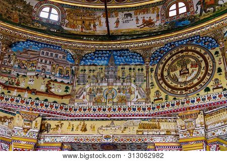 Bikaner, India - February 11, 2019: Interior Of Jain Bhandasar Temple Or Laxmi Nath Temple In Bikane