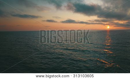 Sunset Near Coastline Baltic Sea Jurkalne Aerial View Latvia