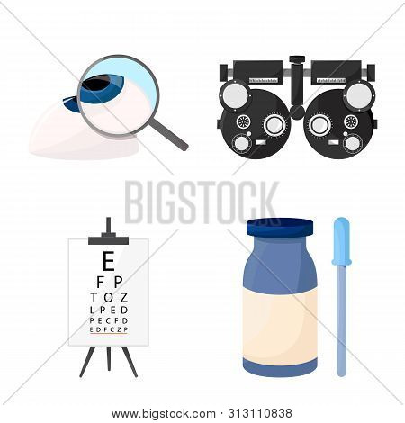 Isolated Object Of Vision And Clinic Symbol. Collection Of Vision And Ophthalmology Vector Icon For 