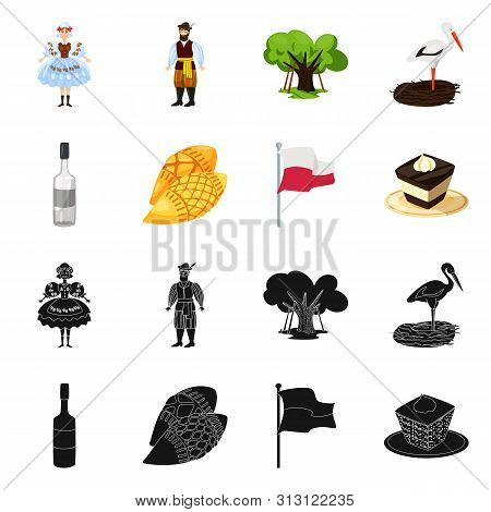 Vector Illustration Of Traditional And Tour Logo. Set Of Traditional And Landmarks Vector Icon For S