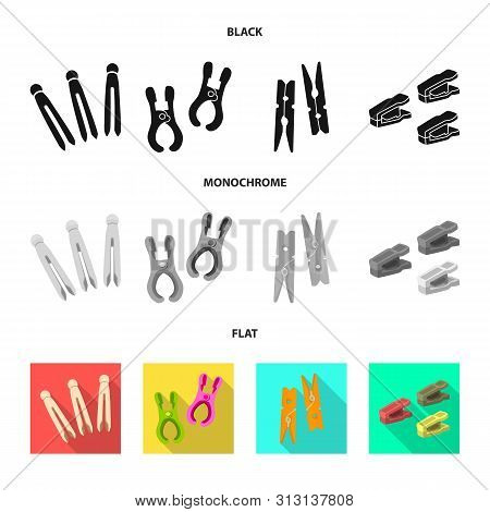 Isolated Object Of Retro And Pins Logo. Collection Of Retro And Equipment Stock Vector Illustration.