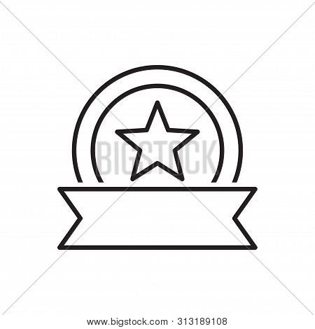 Line Award Badge Icon With Star Vector Illustration