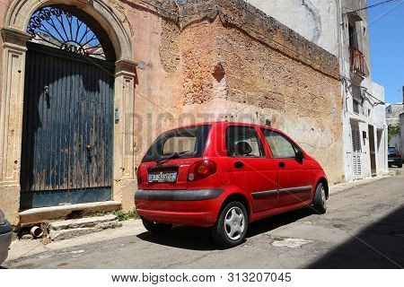 Nardo, Italy - May 30, 2017: Daewoo Matiz Mini City Car Parked In A Street In Nardo, Italy. There Ar