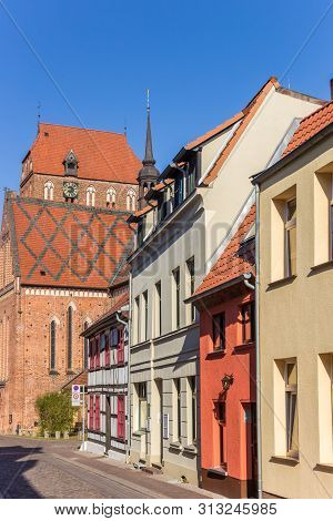 Houses And Church In The Historic Center Of Gustrow, Germany