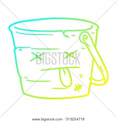 cold gradient line drawing of a kicked the bucket cartoon