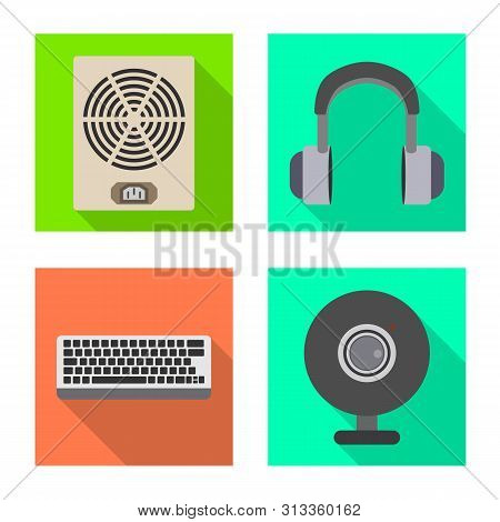 Vector Illustration Of Accessories And Device Sign. Collection Of Accessories And Electronics Stock 