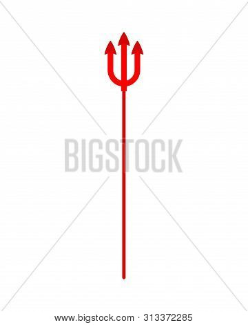 Devil Trident Isolated. Evil Satan Weapon. Vector Illustration