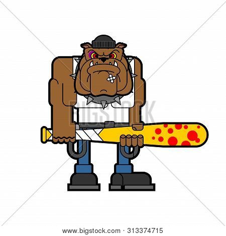 Hooligan Dog. Bully Bulldog. Ruffian Pet. Vector Illustration