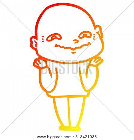 warm gradient line drawing of a cartoon creepy guy