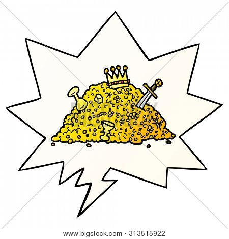 cartoon ple of treasure with speech bubble in smooth gradient style