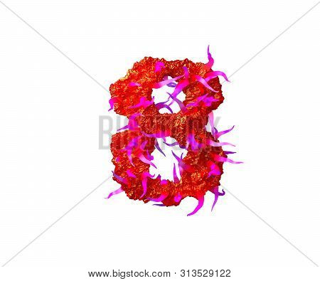 Red Terrible Jelly With Pink Tentacles Isolated On White Background - Number 8 Of Terrible Space Alp