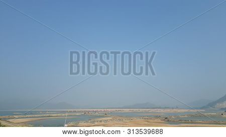 Godavari River At Polavaram Dam Construction Andhra Pradesh, India