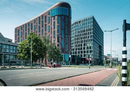 Amsterdam, De Boelelaan, the Netherlands, 05/29/2019, Sky scrapers, Modern office buildings in Amste