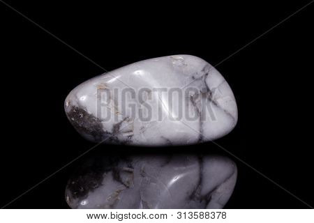 Macro Mineral Stone Magnesite On Black Background