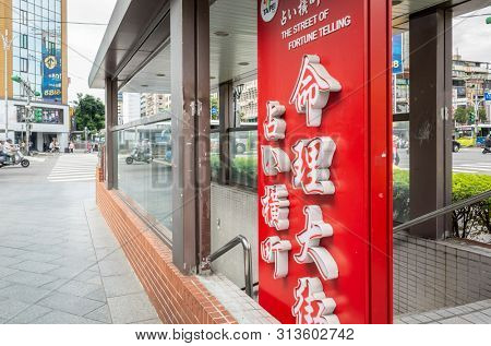 Taipei, Taiwan - Jun 6th, 2019: chinese fortune telling near Xingtian temple, Taipei, Taiwan