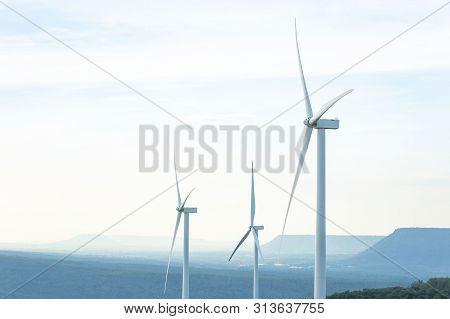 Turbine Green Energy Electricity, Windmill For Electric Power Production, Wind Turbines Generating E