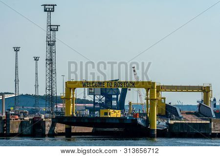 Details Of Dockside Cranes At The Europort Harbour In Rostock