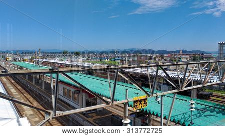 Akita, Japan. Aug 05, 2017 : Omagari Station. A Railway Station In Daisen City, Akita Prefecture, Ja