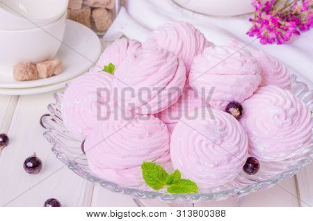 Russian Berry Marshmallow Or Zefir Dessert On A White Background