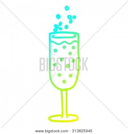 cold gradient line drawing of a cartoon champagne flute