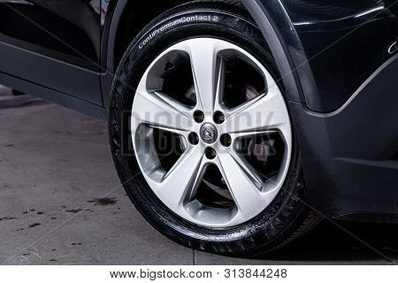 Novosibirsk, Russia - July 08, 2019:  Opel Mokka, Close-up Of The Alloy Wheel. Photography Of A Mode