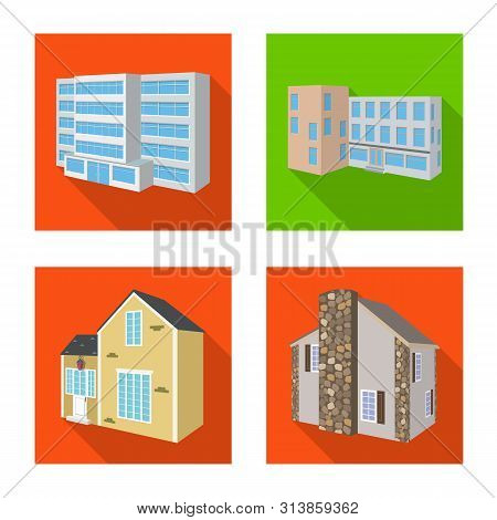 Isolated Object Of Facade And Housing Symbol. Set Of Facade And Infrastructure Vector Icon For Stock