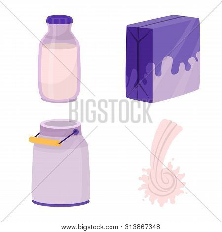 Isolated Object Of Food And Dairy Sign. Set Of Food And Calcium Stock Vector Illustration.