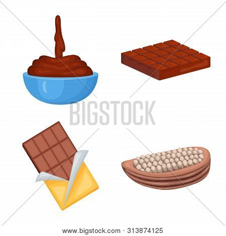 Vector Design Of Cocoa And Beans Icon. Set Of Cocoa And Sweetness Stock Vector Illustration.