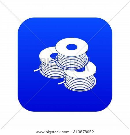 Coil For D Printer Icon Blue Isolated On White Background