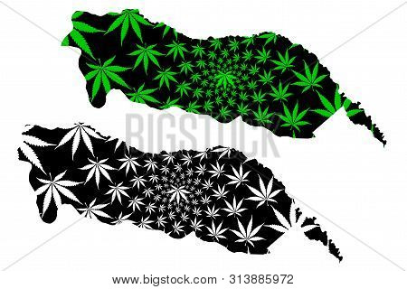 Igdir (provinces Of The Republic Of Turkey) Map Is Designed Cannabis Leaf Green And Black, Igdir Ili