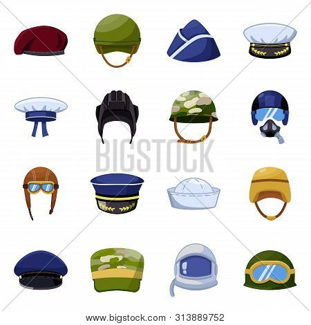 Isolated Object Of Army And Officer Logo. Collection Of Army And Soldier Vector Icon For Stock.