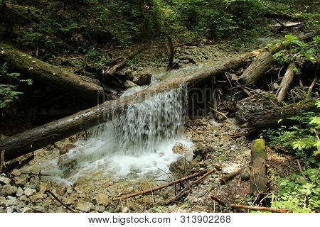 Beautiful Waterfalls On The Tourist Trail In Slovak Paradise National Park, Slovaki