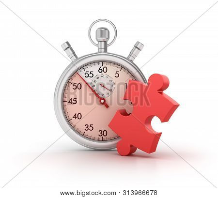 3d Stopwatch With Jigsaw Puzzle Piece - High Quality 3d Rendering