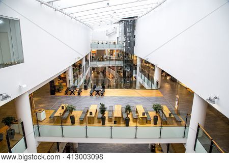 Copenhagen, Denmark - January 19, 2017: Interior View Of Shopping Mall Frederiksberg Centret.