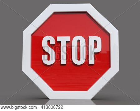 3d render STOP! You are Not Allowed Here, Red Octagonal Stop Roadsign with Big Hand Symbol for Prohibited Activities, Traffic Stop Blocking Sign, Prohibition Icon, No Entry Signal, Red Warning