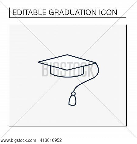 Graduation Cap Line Icon. Special Graduate Hat With Tassel. Holiday Costume. Graduate Uniform.gradua