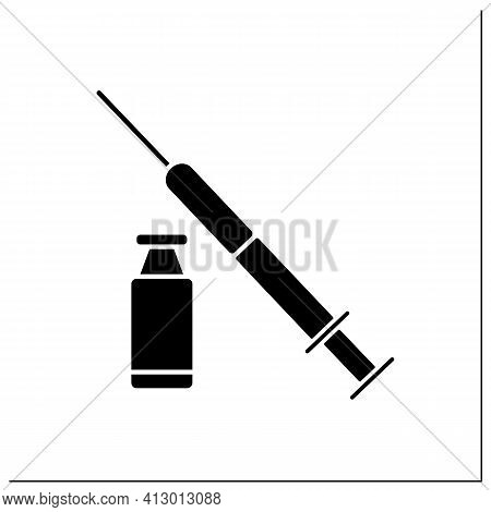 Neurotoxin Injection Glyph Icon. Medicine Vial And Syringe.full Syringe.beauty Injections.vaccinatio