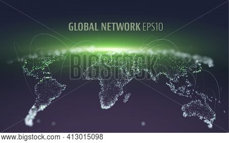 World Network Iot Telecommunication Vector Background. Iot Tech Graph. Trade Decentralized Blockhain
