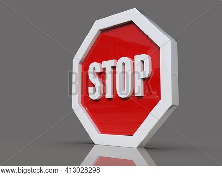 3d render STOP! You are Not Allowed Here, Red Octagonal Stop Roadsign with Big Hand Symbol for Prohibited Activities, Traffic Stop Blocking Sign, Prohibition Icon, No Entry Signal, Red Warning