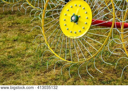 Tractor With Rotary Rake, Agriculture Machine